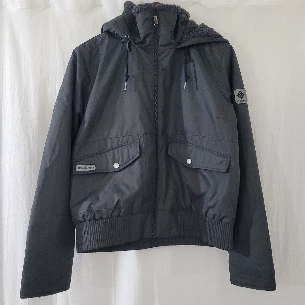 EUC Columbia Thermal Coil Grey Hooded Snow Jacket Women's Size L